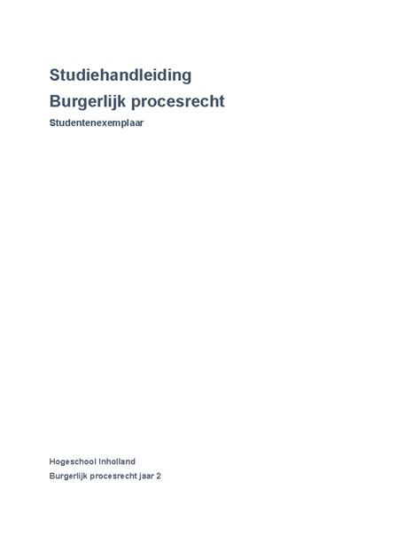 Werkboek Studiehandleiding Burgerlijk Procesrecht Studentenexemplaar