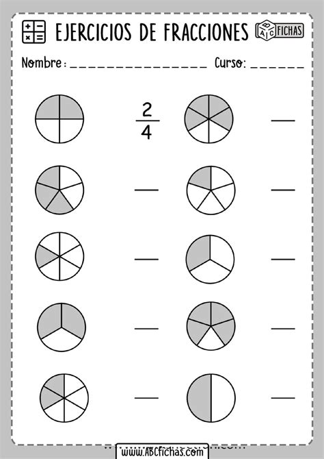 Ejercicios De Fracciones Para Primaria Abc Fichas