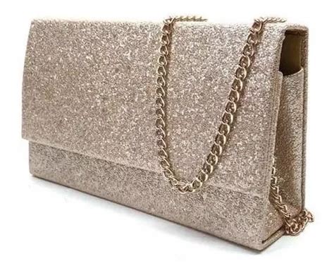 Bolso de mano brillante con purpurina para novia dama de honor baile de graduación color nude