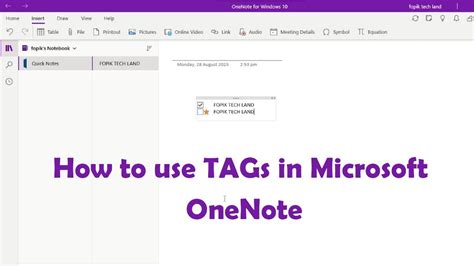 How To Use Tags In Microsoft Onenote Easy Way Youtube