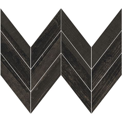 X Midi Chevron Mosaic Vintage Wood Black Pera Tile