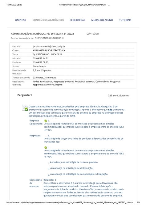 Question Rio Unidade Iii Administra O Estrat Gica Administra O