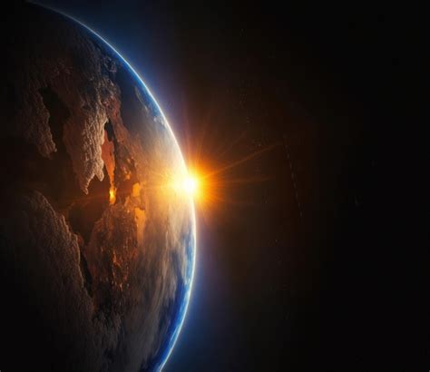 Premium Ai Image A View Of The Earth From Space With The Sun Setting