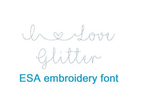 I Love Glitter Bean Stitch ESA Embroidery Font With Commercial Etsy