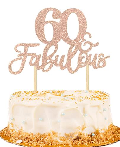 Anctey Rose Gold Glitter Happy Th Birthday Cake Topper Fabulous