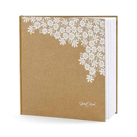 Livre D Or Kraft Fleurs Blanches