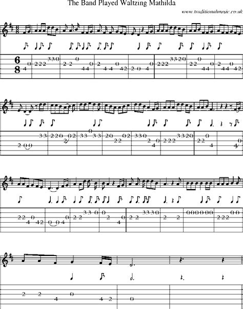 Guitar Tab And Sheet Music For The Band Played Waltzing Mathilda