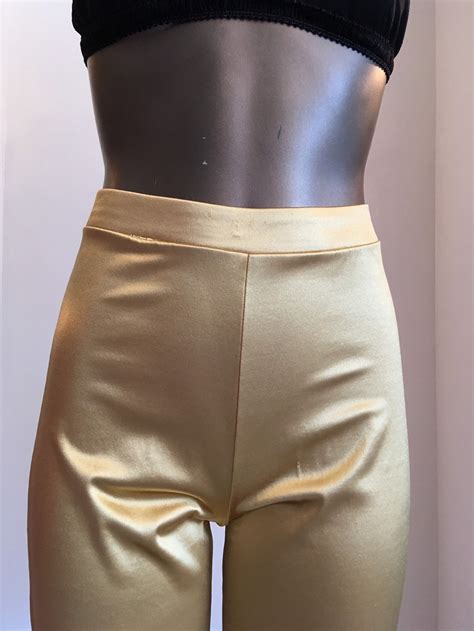 1980s Stirrup Pants Gold Stretch Pants Vintage 80s Pants Etsy