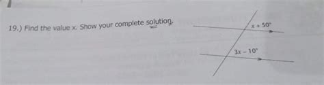 Solved Find The Value X Show Your Complete Solution Geometry