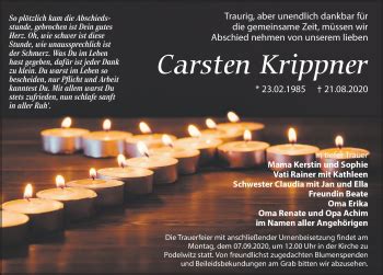 Traueranzeigen Von Carsten Krippner Trauer Anzeigen De