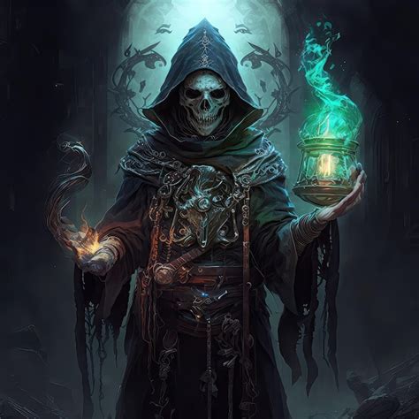 Premium Photo Gothic Necromancer Undead With A Magical Scepter In His