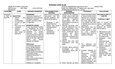 Solution Acute Pain Related To Nd Degree Burn Nursing Care Plan