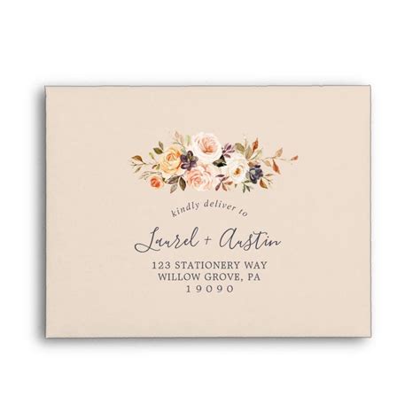 Rustic Earth Florals Self Addressed RSVP Envelope Zazzle Rsvp