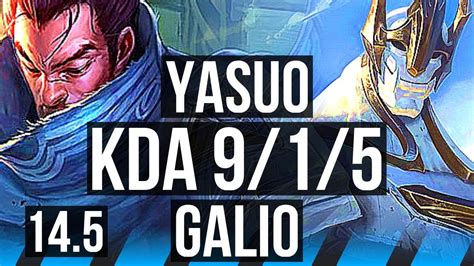 YASUO Vs GALIO MID 9 1 5 1000 Games Legendary BR Master 14 5