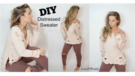 Diy Distressed Sweatshirt Diy Fashion Clothing Ripped Sweater Diy