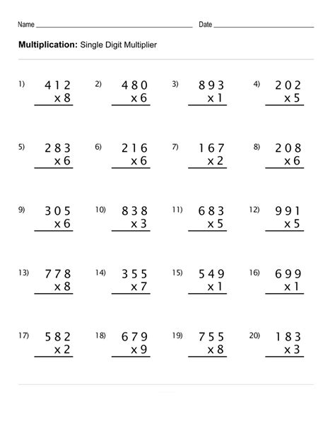 Common Core Math Multiplication Worksheets Free Printable