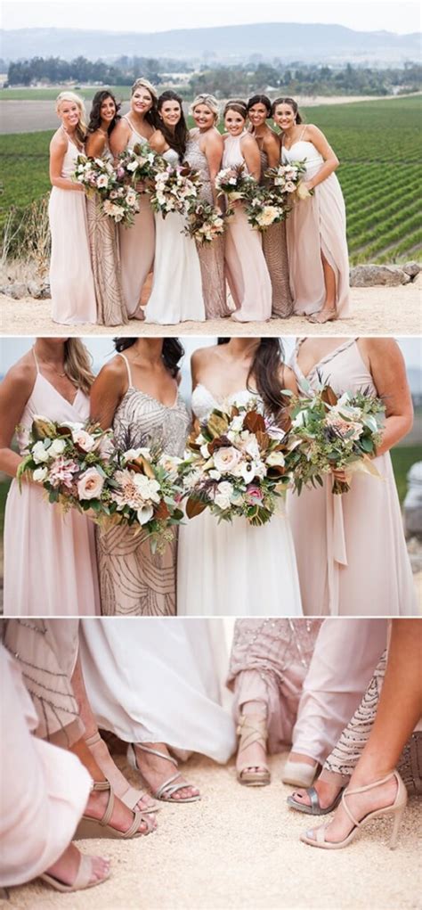 Champagne And Burgundy Wedding Bridesmaid Dresses Bouquets And Cakes Colorsbridesmaid