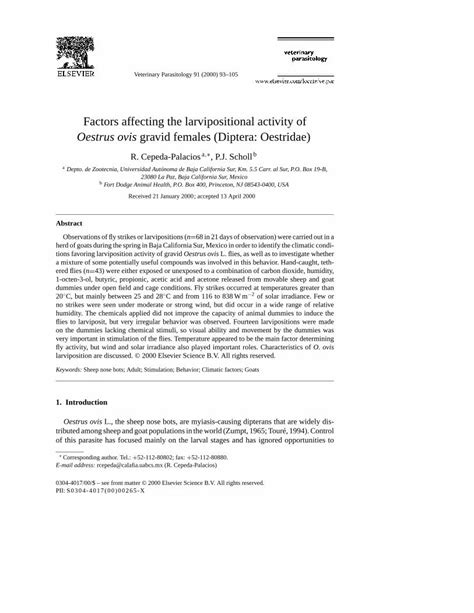 Pdf Factors Affecting The Larvipositional Activity Of Oestrus Ovis