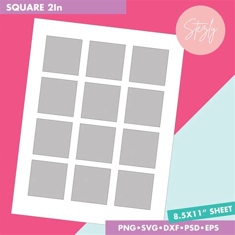 2 Inch Square Blank Template 51 Mm Square Sticker Collage - Etsy