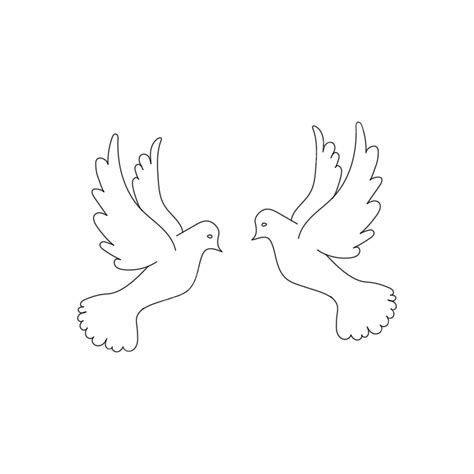 Two Doves Dove Of Peace Vector Illustration Tree Heart Contour Vector