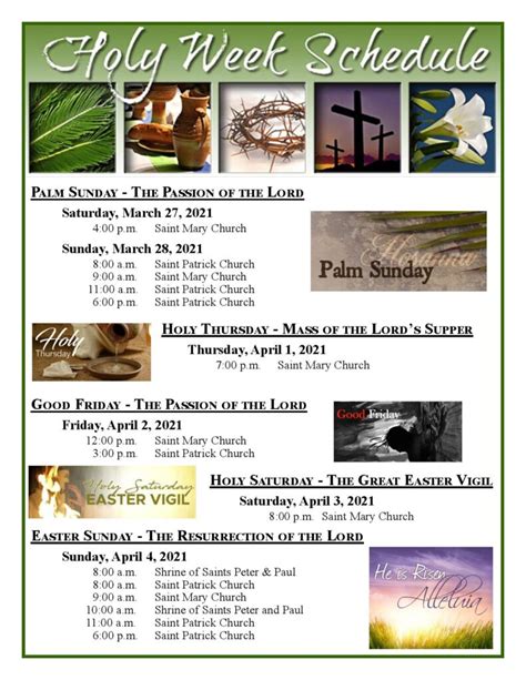 Holy Week Schedule 2021our Lady Of The Mountains