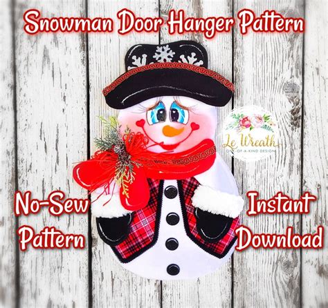 Snowman Door Hanger No Sew Digital Pattern Frosty Hanger Etsy