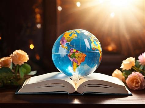 premium photo  globe   book   book  world map