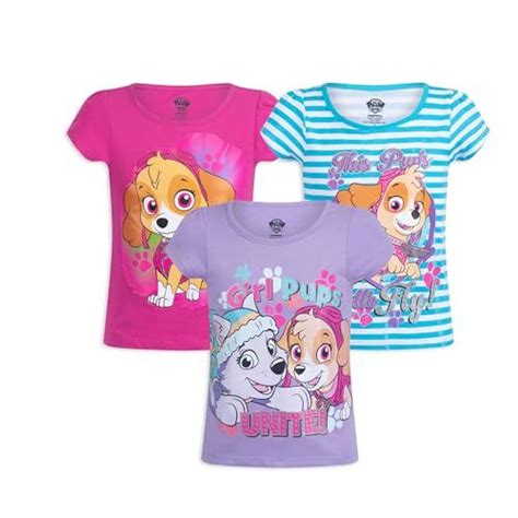 Paw Patrol Nickelodeon Skye And Everest Girls Pack T Shirts For