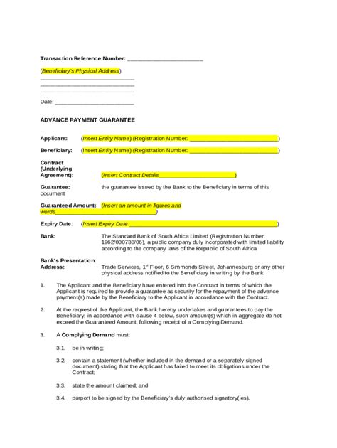 Advance Payment Guarantee Template Doc Template Pdffiller