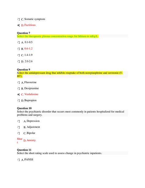 Solution Nrnp Psychopatherapy Midterm Exam V Questions And