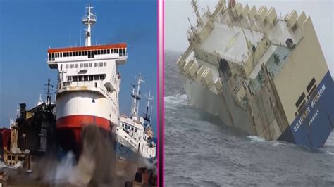 Largest Ships Crashing Compilation Big Ships Crashing Youtube