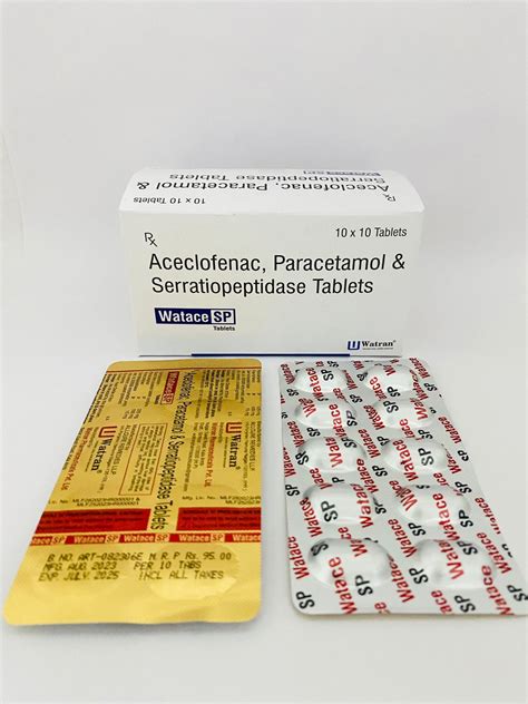 Aceclofenac 100 Mg Pcm 325 Mg Serratiopeptidase 15 Mg Tablets Manufacturer Supplier And