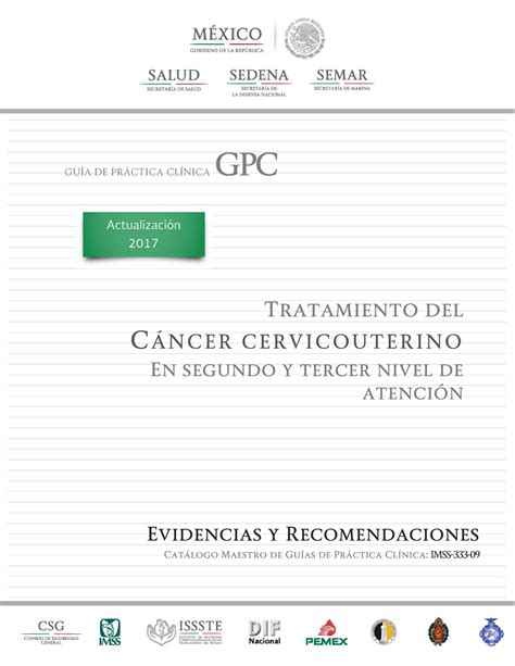 Ca Cu 1 Material De Apoyo GuÍa De PrÁctica ClÍnica Gpc Tratamiento