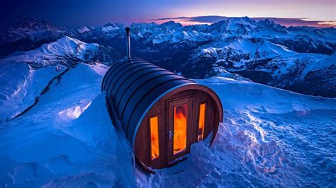 Sauna at Lagazuoi in the Dolomites of Italy