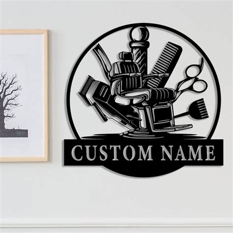 Custom Barbershop Metal Wall Art Personalized Barbershop Sign Decor