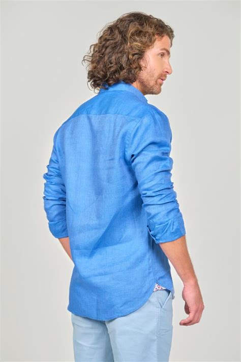 Camisa Classic Lino Azul Rey Rafael Cure