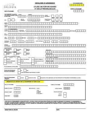 Remplissable En Ligne Formulaire De Demande Dadmission Formulaire Sur