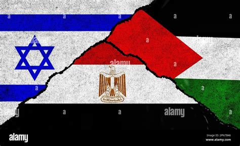 Palestine, Egypt and Israel flag together on a textured background ...