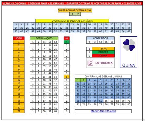 Planilha Da Quina Fixas E Vari Veis Em Jogos Garantia De