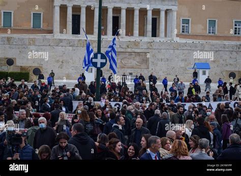 Atene Grecia Dicembre Gli Operatori Sanitari Protestano