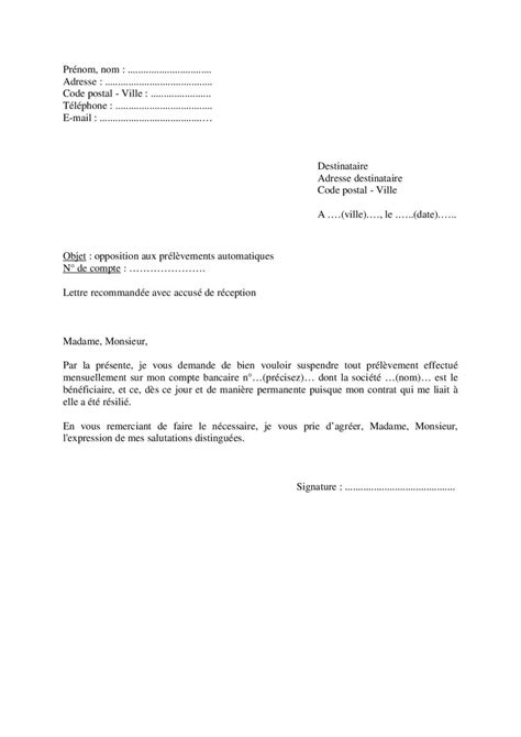 Exemple De Demande D Opposition Sur Un Pr L Vement Automatique