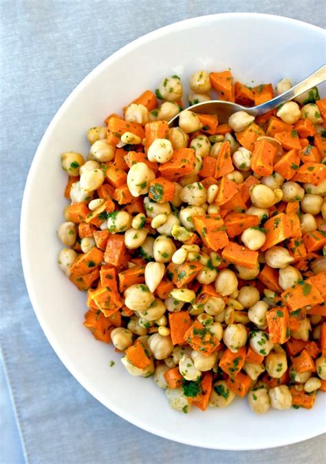 Mediterranean Chickpea Salad With Roasted Sweet Potatoes