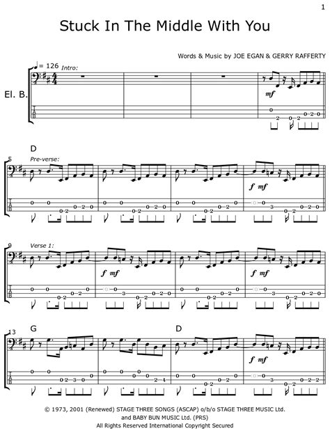 Stuck In The Middle With You - Sheet music for Electric Bass