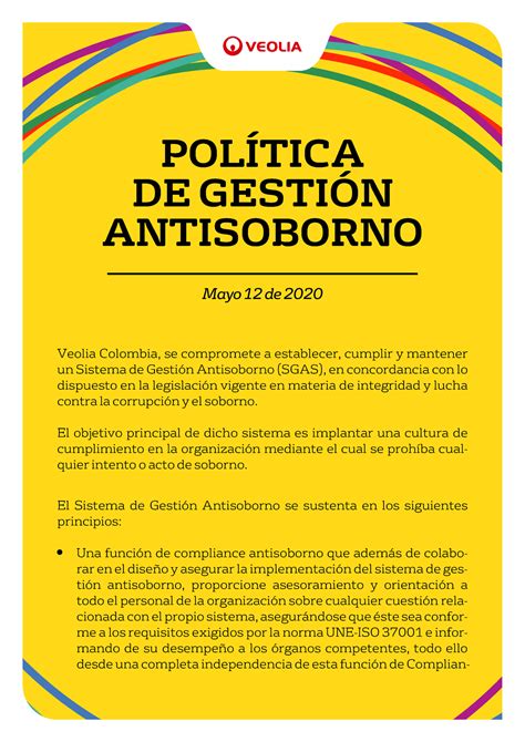 Política Gestión Antisoborno POLÍTICA DE GESTIÓN ANTISOBORNO Mayo 12