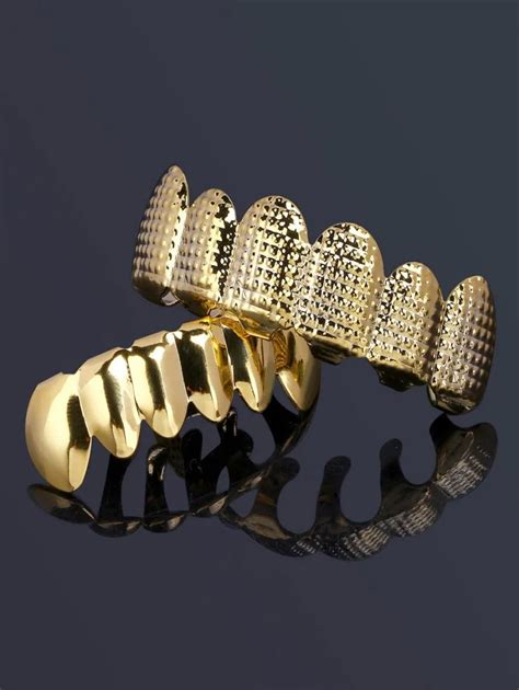 Hip Hop Teeth Grills Dental Gold Silver Plated Bump Lattice Texture 6