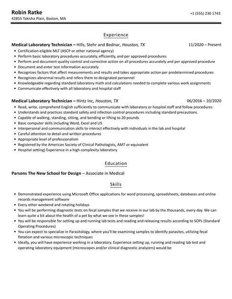 Medical Laboratory Technician Resume Samples Velvet Jobs