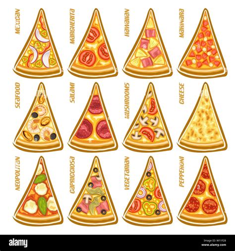 Vector Set Slices Of Pizza Stock Vector Image And Art Alamy