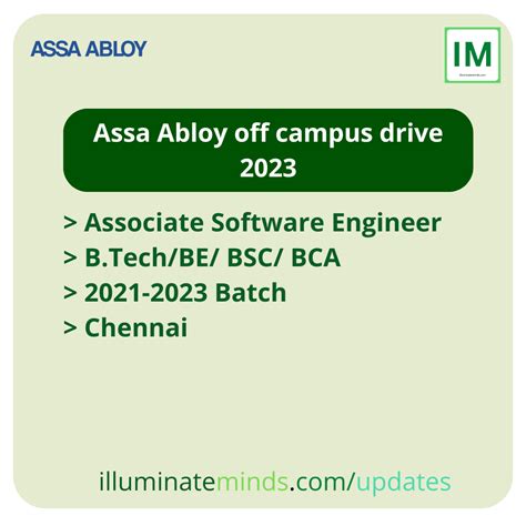 Assa Abloy Off Campus Drive 2023 Associate Software Engineer B Tech