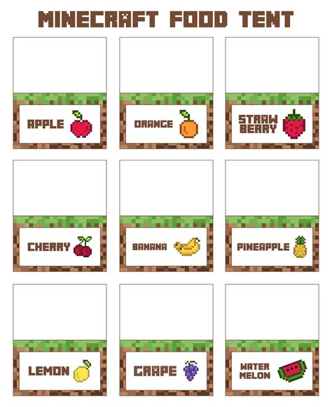 Minecraft Food Tents 10 Free Pdf Printables Printablee