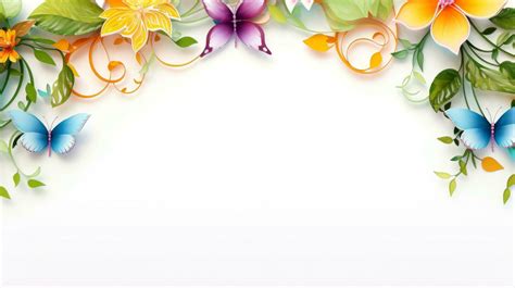 Floral Border Frame Card Template Multicolor Flowers Leaves For